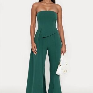 Fashion Nova Teal Strapless Jumpsuit